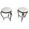 Mid-Century Italian Gold Brass and White Upholstery Tripod Stools, 1960s, Set of 2 1
