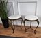 Mid-Century Italian Gold Brass and White Upholstery Tripod Stools, 1960s, Set of 2 2