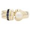 14 Karat Modern Sapphire Cultured Pearl & Yellow Gold Ring 1