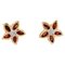 18 Karat Modern Yellow Gold &Garnet Diamond Flower Earrings, Set of 2 1