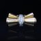 18 Karat French Yellow Gold Platinum & Diamonds Tank Knot Ring, 1940s 5