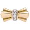 18 Karat French Yellow Gold Platinum & Diamonds Tank Knot Ring, 1940s 1