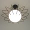 Italian Opaline Glass and Black Metal Flush Mount attributed to Angelo Lelli, 1950s 4