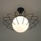 Italienische Einbaulampe aus Opalglas & schwarzem Metall, Angelo Lelli zugeschrieben, 1950er 3