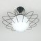 Italian Opaline Glass and Black Metal Flush Mount attributed to Angelo Lelli, 1950s 2