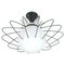Italian Opaline Glass and Black Metal Flush Mount attributed to Angelo Lelli, 1950s 1