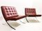 Burgundy Leather Barcelona Chairs attributed to Mies Van Der Rohe for Knoll, 1990s, Set of 2 11