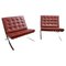 Burgundy Leather Barcelona Chairs attributed to Mies Van Der Rohe for Knoll, 1990s, Set of 2 1