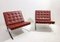 Burgundy Leather Barcelona Chairs attributed to Mies Van Der Rohe for Knoll, 1990s, Set of 2 14