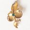 Vintage 18k Gold with Green Glass Paste & Beads Brooch, 1950s 2
