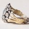 Oro y plata vintage de 18 k con diamante de talla brillante en el centro y diamantes de talla rosetón, años 90, Imagen 4