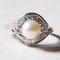 Vintage 14k White Gold Pearl & Diamond Ring, 1960s 2