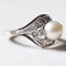 Anillo vintage de diamantes y perlas de oro blanco de 14 k, años 60, Imagen 6