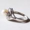 Vintage 14k White Gold Pearl & Diamond Ring, 1960s 4