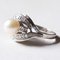 Vintage 14k White Gold Pearl & Diamond Ring, 1960s 3