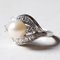 Vintage 14k White Gold Pearl & Diamond Ring, 1960s 1