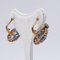 Vintage 18k Gold with Sapphire & Diamond Earrings, 1970s, Set of 2, Image 3
