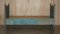 Antique French Duck Egg Blue Hand Painted & Ornately Decorated Bed Frame in Oak 12