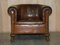 Club Tub Armchair in Brown Leather with Hand Carved Claw & Ball Feet, 1880s 2