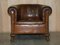 Club Tub Armchair in Brown Leather with Hand Carved Claw & Ball Feet, 1880s, Image 2