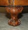 Club Tub Armchair in Brown Leather with Hand Carved Claw & Ball Feet, 1880s 12