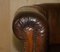 Butaca Club Tub de cuero marrón con garras y patas esféricas talladas a mano, década de 1880, Imagen 8