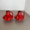 Red-Glaze Fat Lava UFO Vases attributed to Jopeko, Germany, 1970s, Set of 2 3