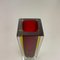 Large Red Murano Glass Sommerso Cube Vase by Flavio Poli, Italy, 1970s 9