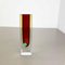 Large Red Murano Glass Sommerso Cube Vase by Flavio Poli, Italy, 1970s 2