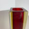 Große Rote Sommerso Cube Vase aus Muranoglas von Flavio Poli, Italien, 1970er 14