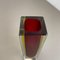 Jarrón Sommerso Cube grande de cristal de Murano rojo de Flavio Poli, Italia, años 70, Imagen 15