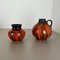 Red Black Pottery Vases attributed to Steuler Ceramics, Germany, 1970s, Set of 2 2