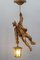 German Pendant Light with Carved Wood Mountain Climber and Lantern Figure, 1930s 2