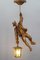 German Pendant Light with Carved Wood Mountain Climber and Lantern Figure, 1930s, Image 2