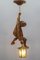 German Pendant Light with Carved Wood Mountain Climber and Lantern Figure, 1930s 5