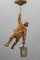 Deutsche Hängelampe mit Bergsteiger & Laternenfigur aus geschnitztem Holz, 1930er 6