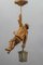 Lámpara colgante alemana con figura de alpinista y farol de madera tallada, años 30, Imagen 7