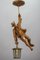 German Pendant Light with Carved Wood Mountain Climber and Lantern Figure, 1930s, Image 13