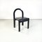 Modern Italian Chairs in Black Lacquered Wood & Black Leather, 1980s, Set of 6 2