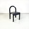 Modern Italian Chairs in Black Lacquered Wood & Black Leather, 1980s, Set of 6, Image 2