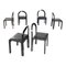 Modern Italian Chairs in Black Lacquered Wood & Black Leather, 1980s, Set of 6 1