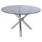 Mid-Century Dining Table in Chromed Stainless Steel & Smoked Glass, Italy, 1970s 1