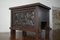 Antique Oak Peg Jointed Side Table with Relief Carved Panels, Image 3