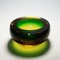 Mid-Century Art Glass Modern Murano Green & Amber Sommerso Bowl, 1960s 5