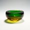 Mid-Century Art Glass Modern Murano Green & Amber Sommerso Bowl, 1960s 4