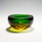 Mid-Century Art Glass Modern Murano Green & Amber Sommerso Bowl, 1960s, Image 4