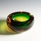 Mid-Century Art Glass Modern Murano Green & Amber Sommerso Bowl, 1960s 2