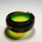 Mid-Century Art Glass Modern Murano Green & Amber Sommerso Bowl, 1960s 3
