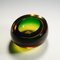 Mid-Century Art Glass Modern Murano Green & Amber Sommerso Bowl, 1960s 6