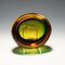 Mid-Century Art Glass Modern Murano Green & Amber Sommerso Bowl, 1960s 7